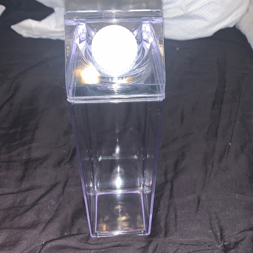 clear carton shaped water bottle
